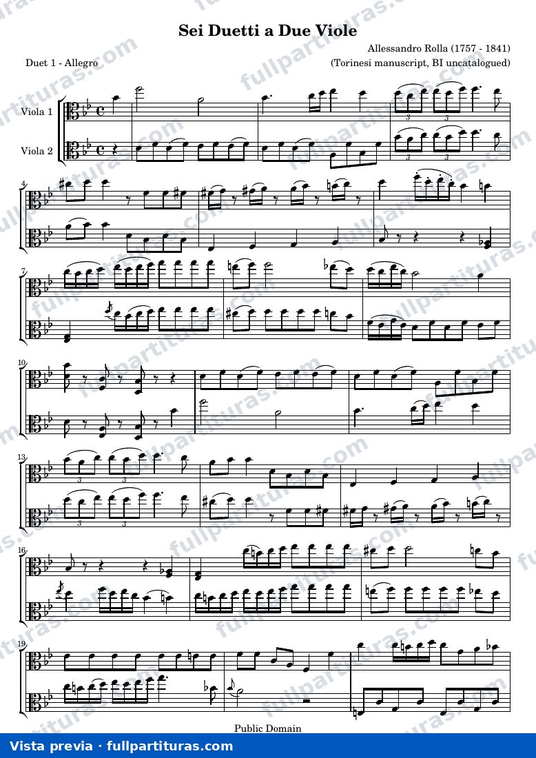 Sei Duetti a Due Viole — Tor 1 score — aperçu