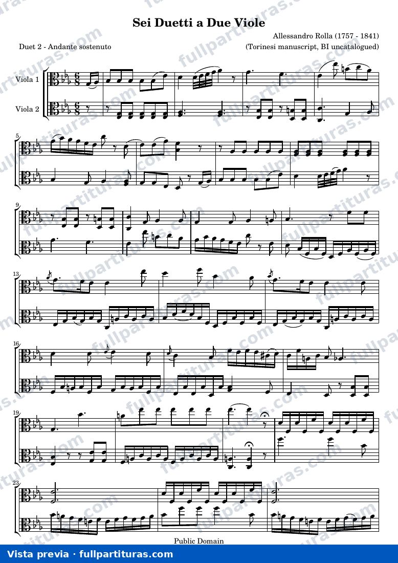 Sei Duetti a Due Viole — Tor 2 score — anteprima
