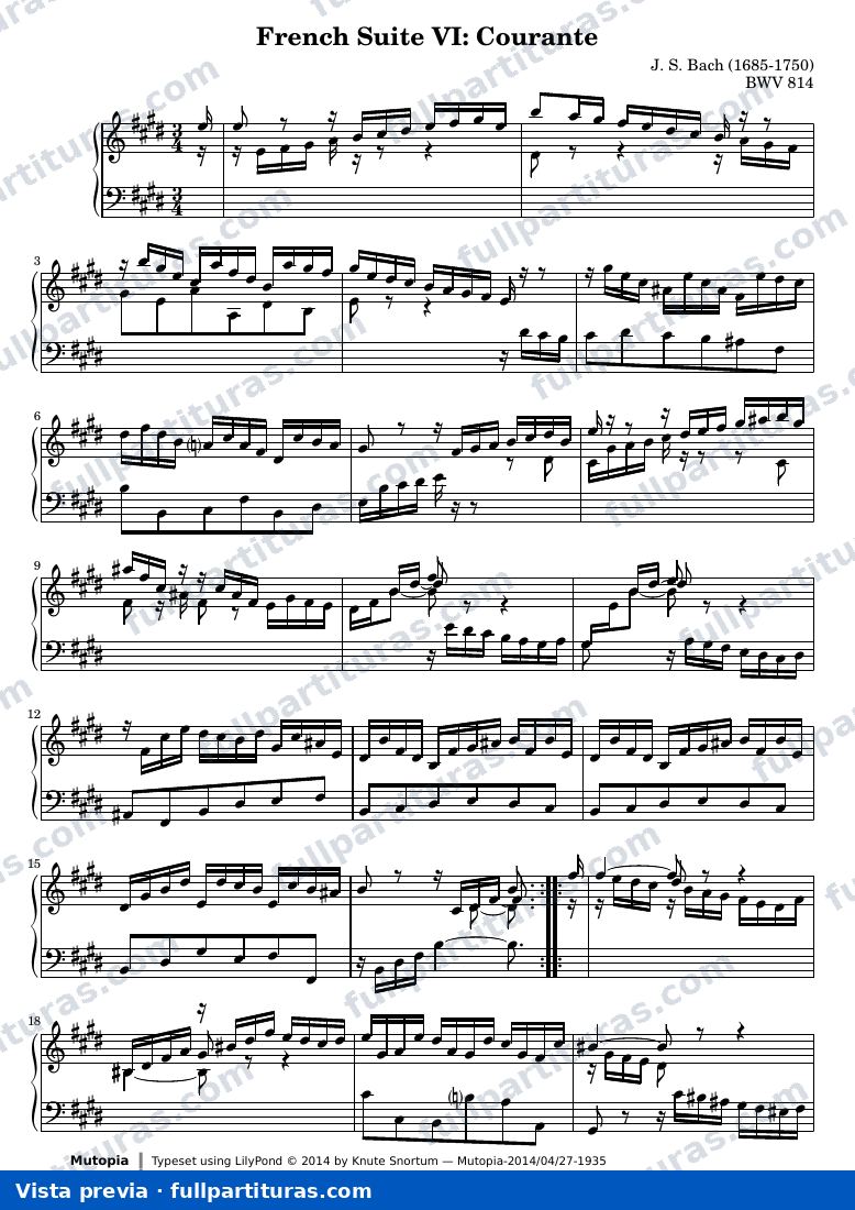 French Suite no. 6 in E major — Bach french suite 6 courante — anteprima