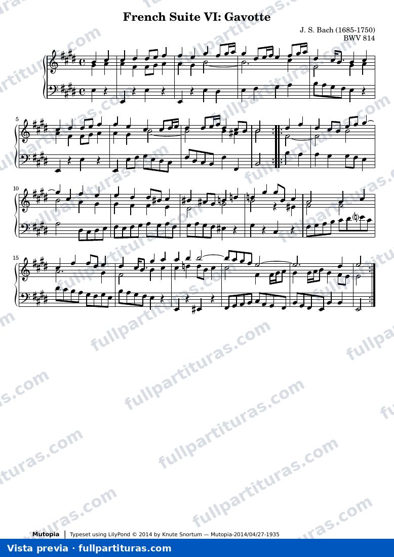 French Suite no. 6 in E major — Bach french suite 6 gavotte — anteprima