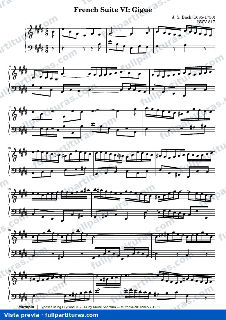 French Suite no. 6 in E major — Bach french suite 6 gigue — anteprima
