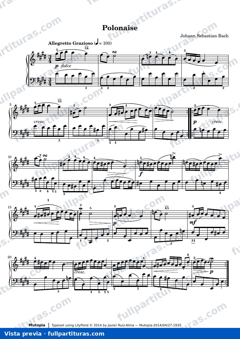 French Suite no. 6 in E major — Bach french suite 6 polonaise — Vorschau