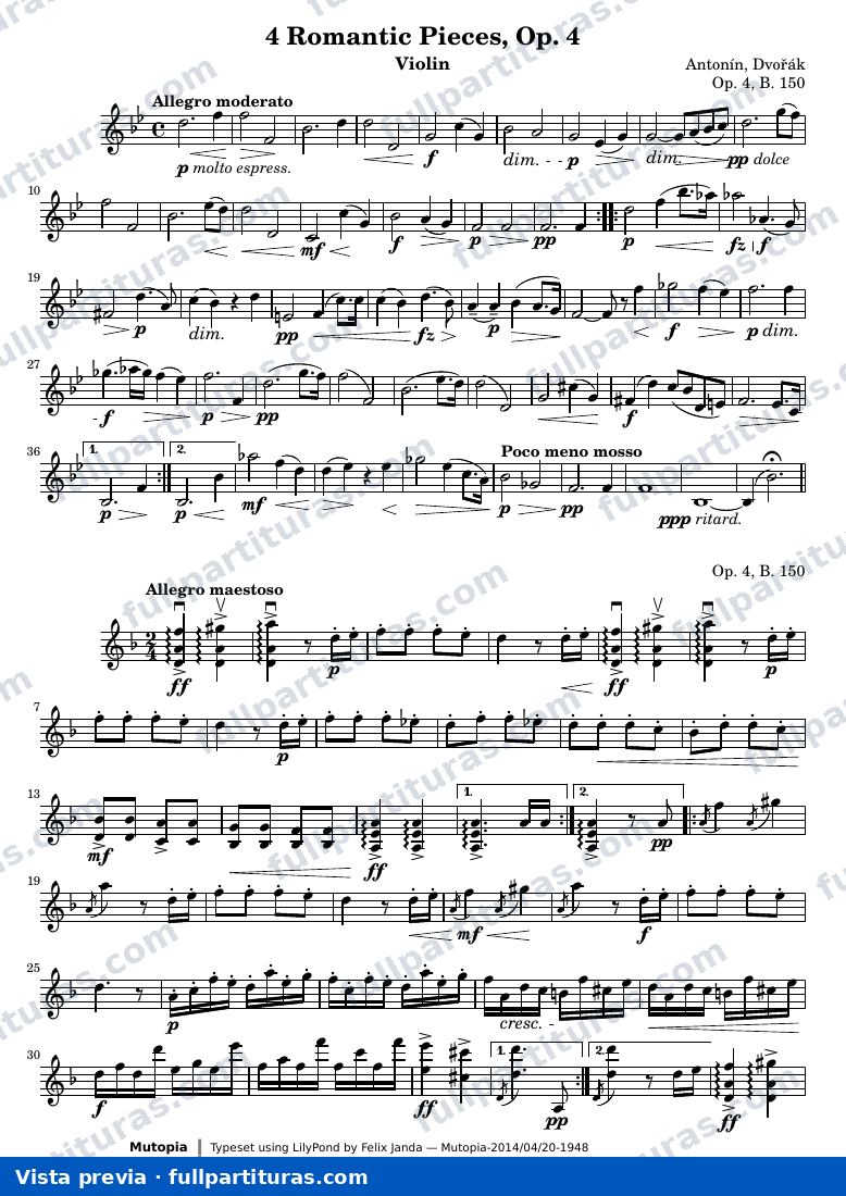 4 Romantic Pieces, Op. 4 — Violin — предварительный просмотр