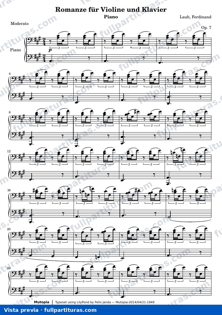 Romanze für Violine und Klavier — Piano — vista previa