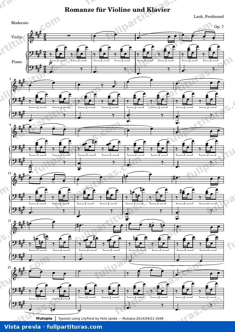Romanze für Violine und Klavier — Score — vista previa