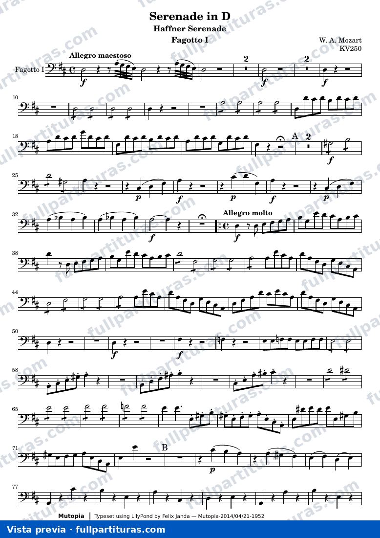 Serenade in D — FagottoI — aperçu