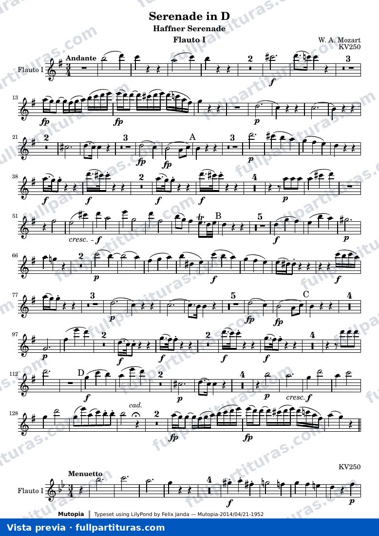 Serenade in D — FlautoI — aperçu