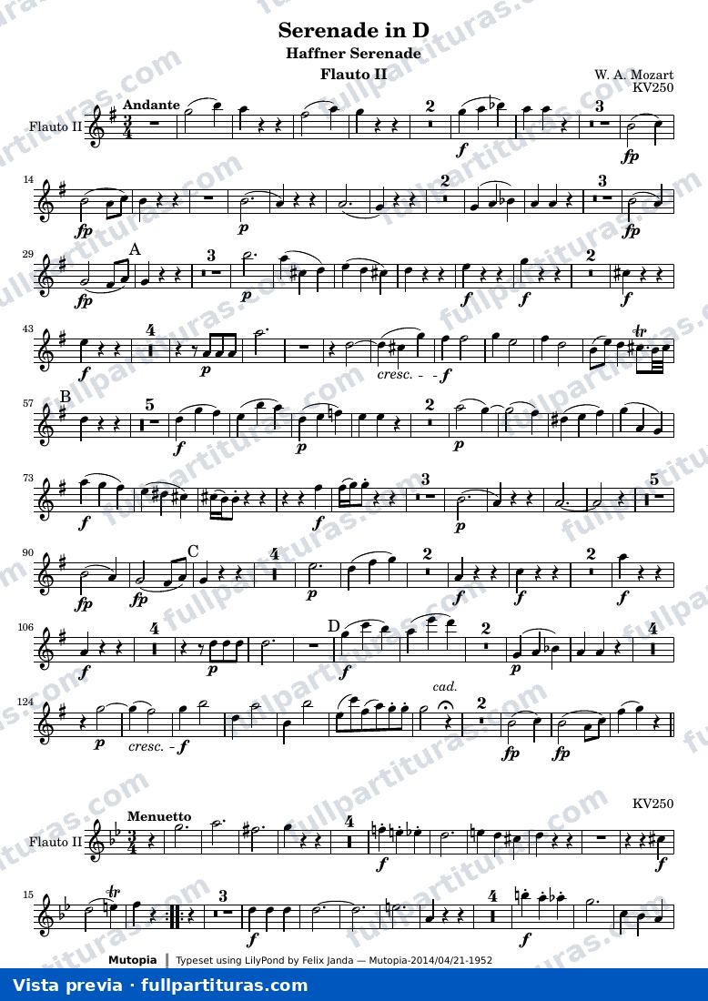 Serenade in D — FlautoII — aperçu