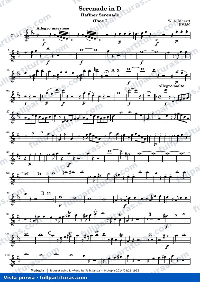 Serenade in D — OboeI — aperçu