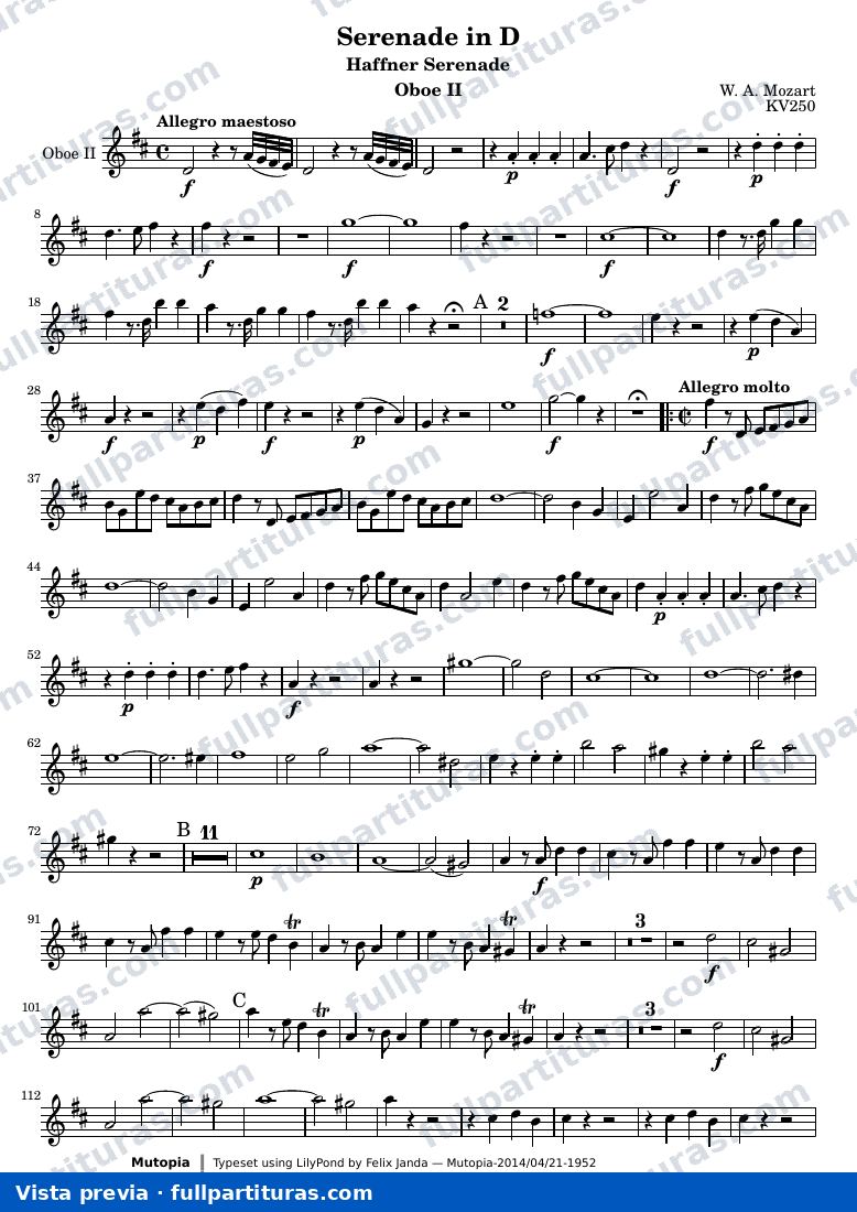 Serenade in D — OboeII — aperçu
