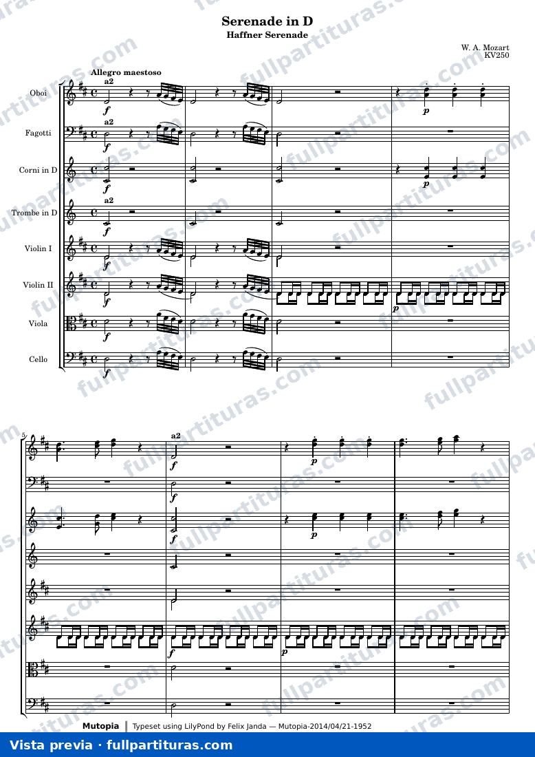 Serenade in D — Score — aperçu