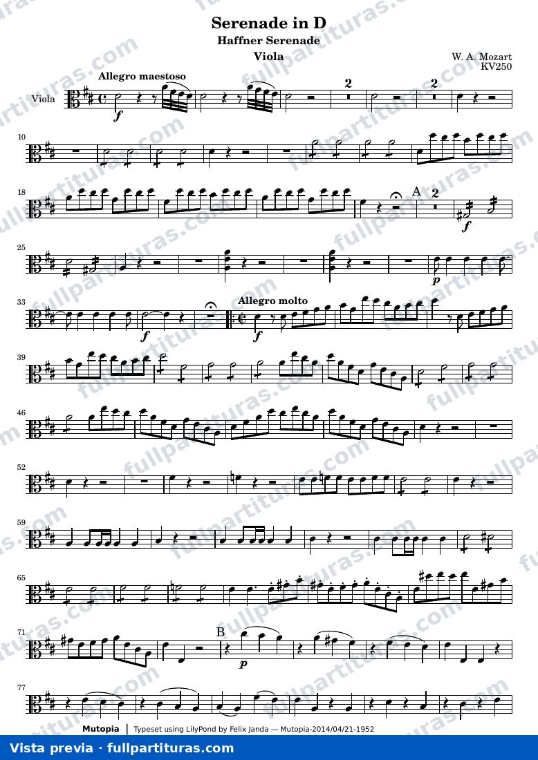 Serenade in D — Viola — aperçu
