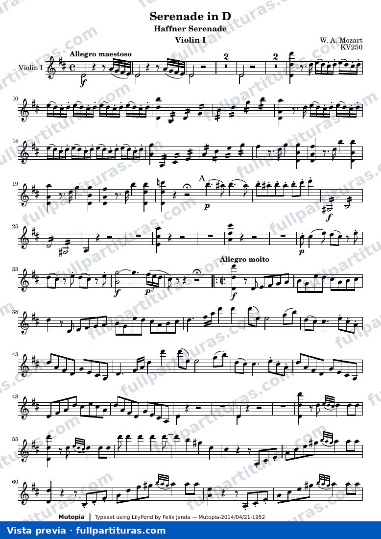 Serenade in D — ViolinI — anteprima