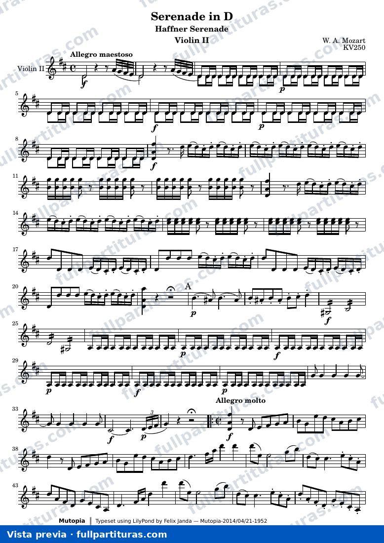 Serenade in D — ViolinII — aperçu