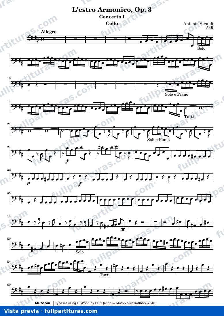 L'estro Armonico, Op. 3 — Cello — visualização