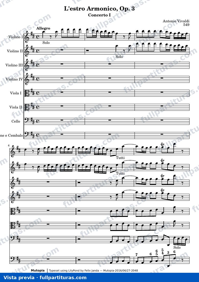 L'estro Armonico, Op. 3 — Score — visualização