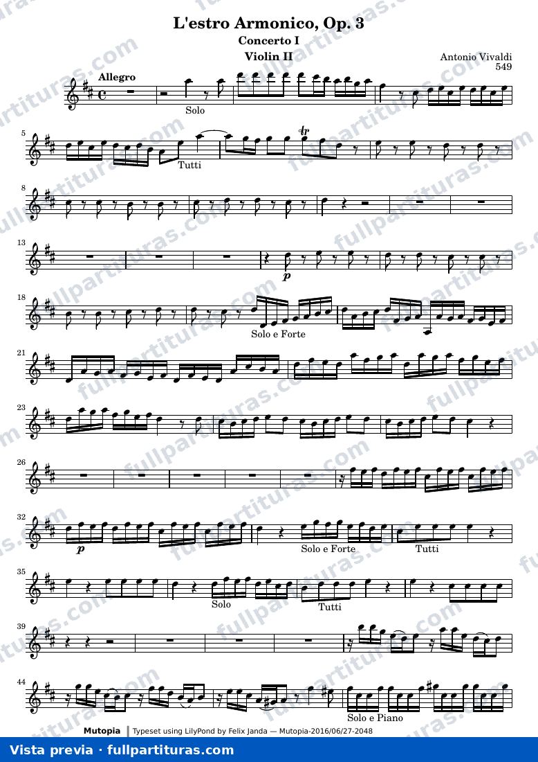 L'estro Armonico, Op. 3 — ViolinII — visualização