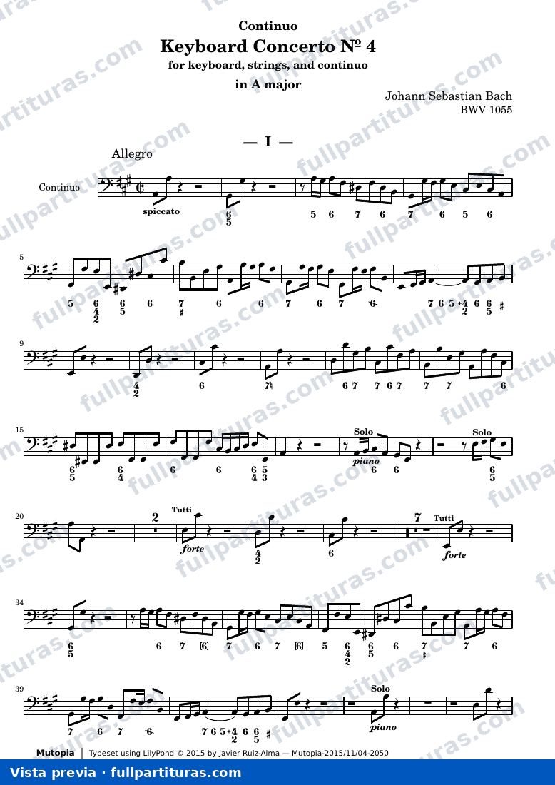 Keyboard Concerto Nº 4 — Bwv1055 part continuo — aperçu
