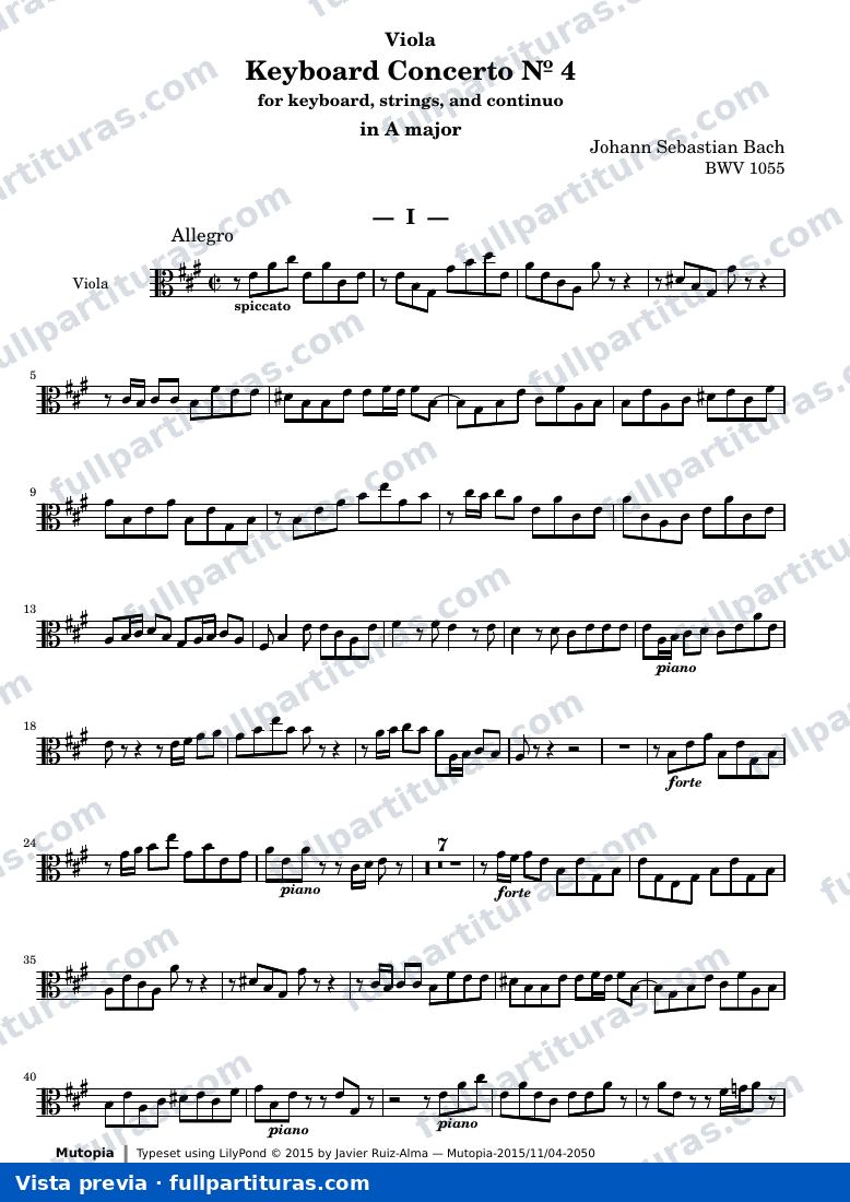 Keyboard Concerto Nº 4 — Bwv1055 part viola — Vorschau
