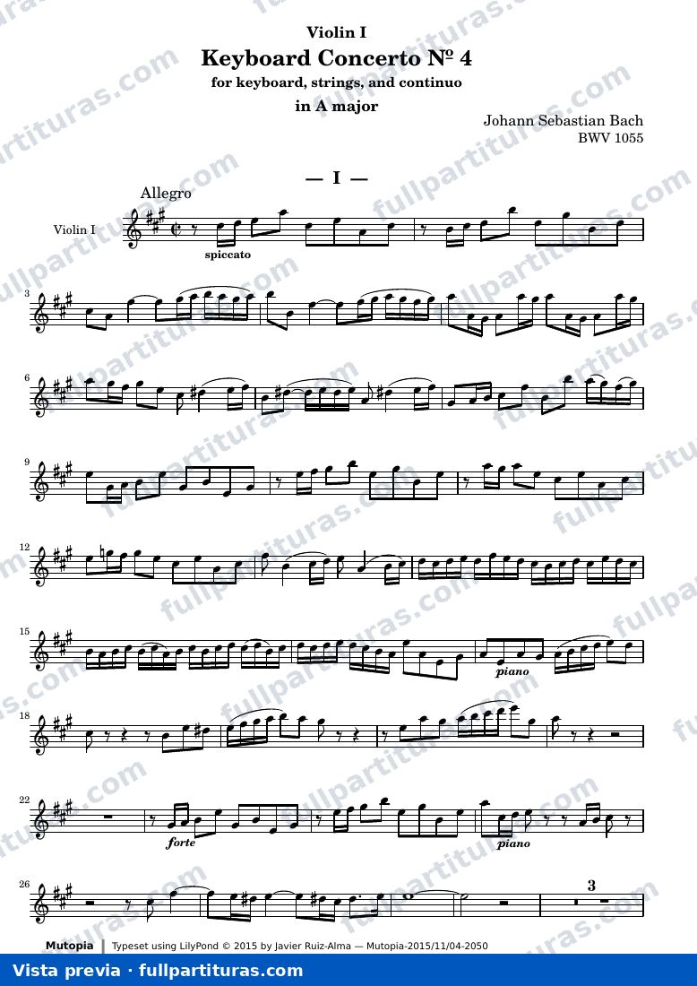 Keyboard Concerto Nº 4 — Bwv1055 part violin 1 — Vorschau