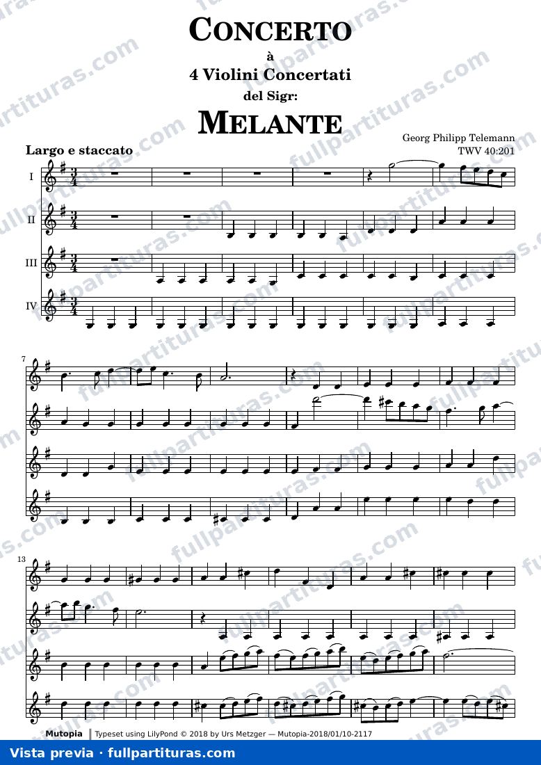 Concerto in G major for four violins — Concerto a 4 G score — Vorschau