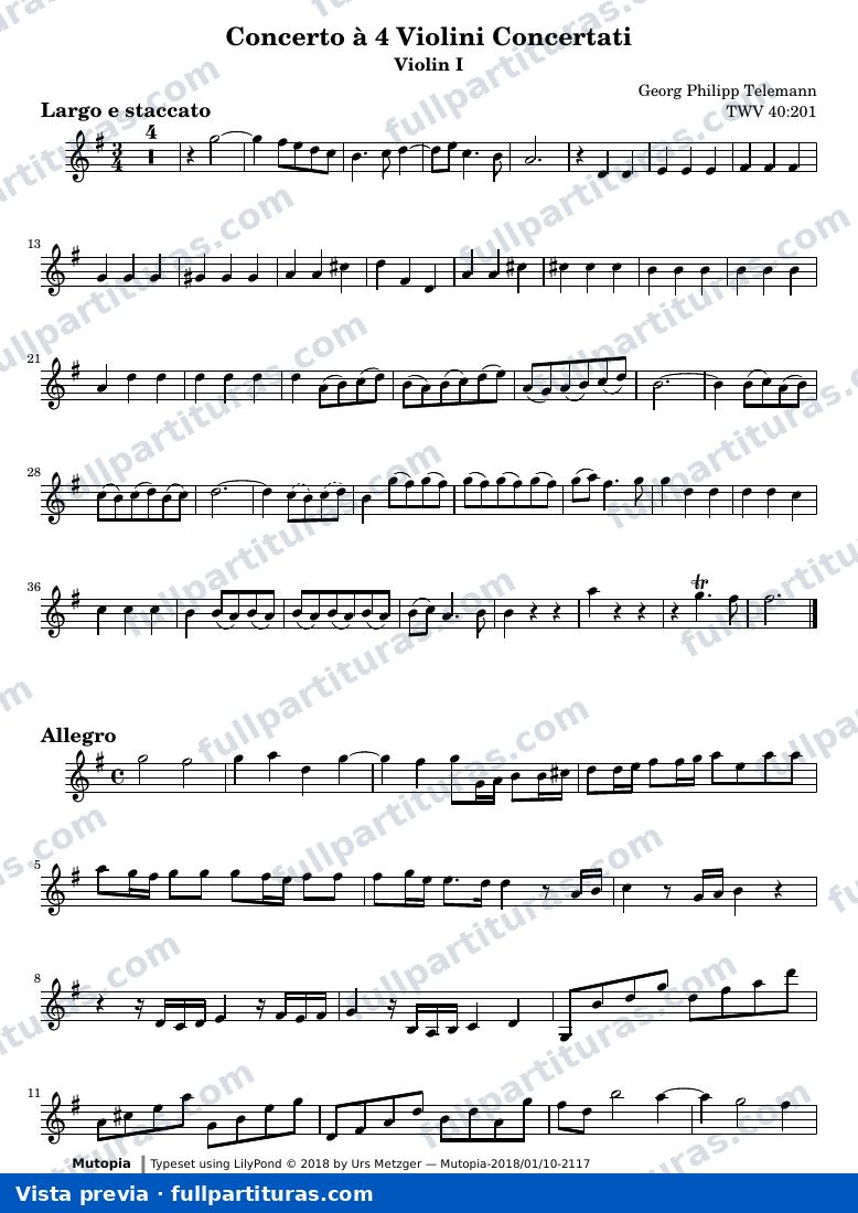 Concerto in G major for four violins — Concerto a 4 G Vl1 — Vorschau