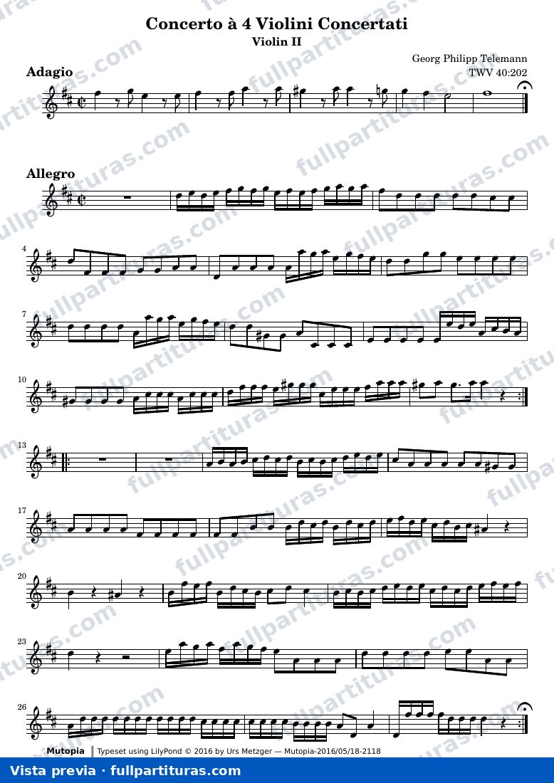 Concerto in D major for four violins — Concerto a 4 D Vl2 — Vorschau