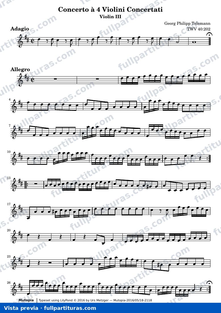 Concerto in D major for four violins — Concerto a 4 D Vl3 — Vorschau