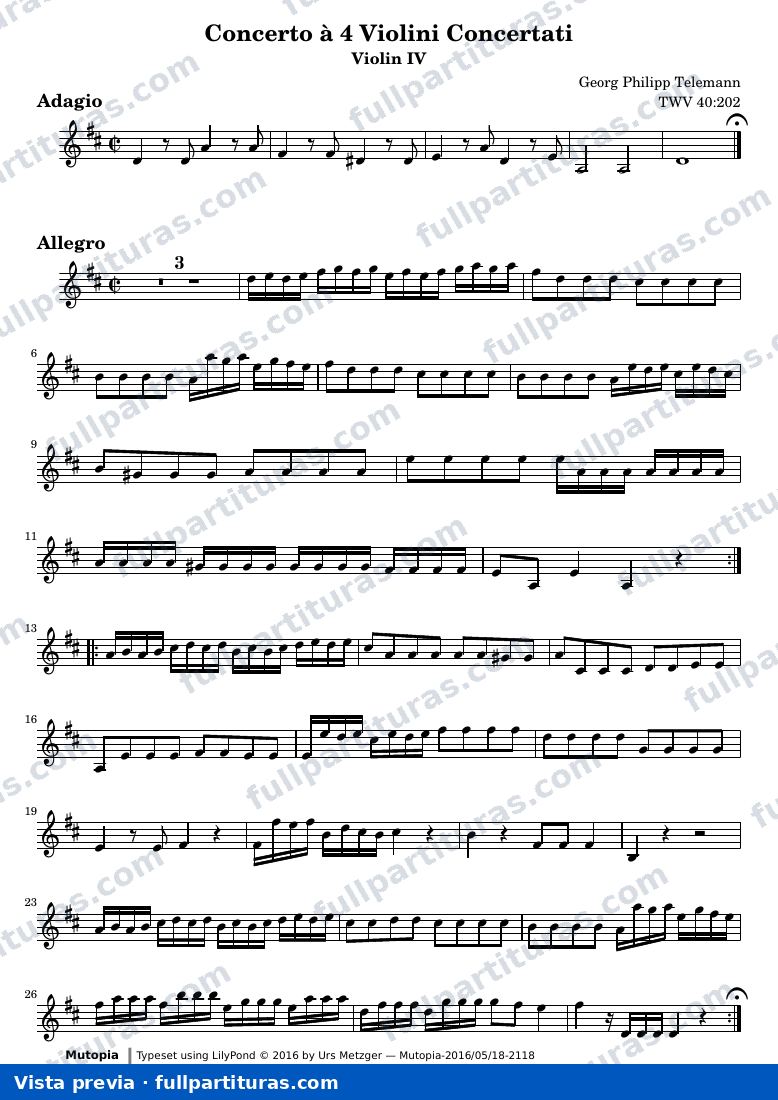 Concerto in D major for four violins — Concerto a 4 D Vl4 — Vorschau