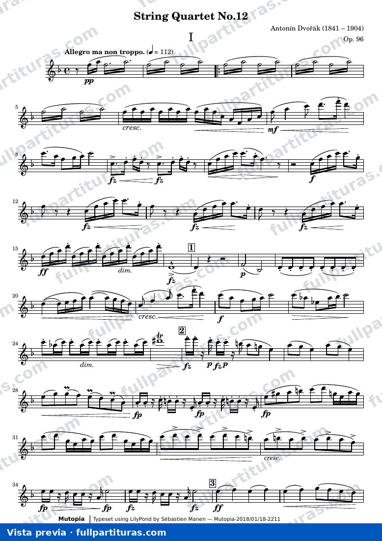 String Quartet No.12 — 00 DvorakAmericanQuartet Voix1 — preview
