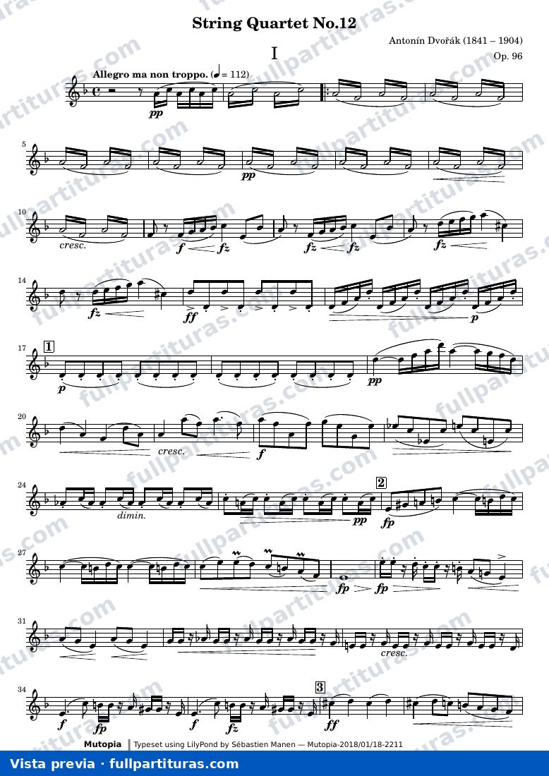 String Quartet No.12 — 00 DvorakAmericanQuartet Voix2 — visualização