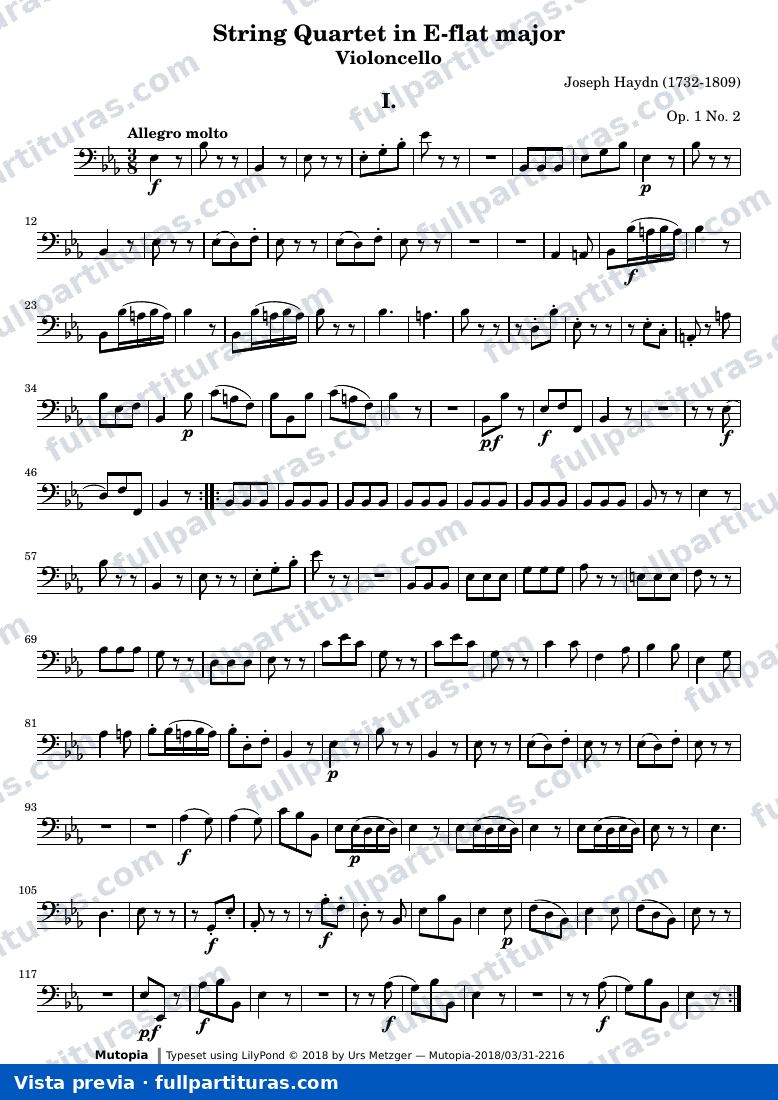 String Quartet in E-flat major — Cello — aperçu
