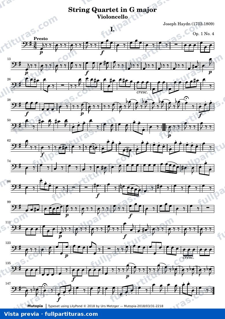 String Quartet in G major — Cello — aperçu