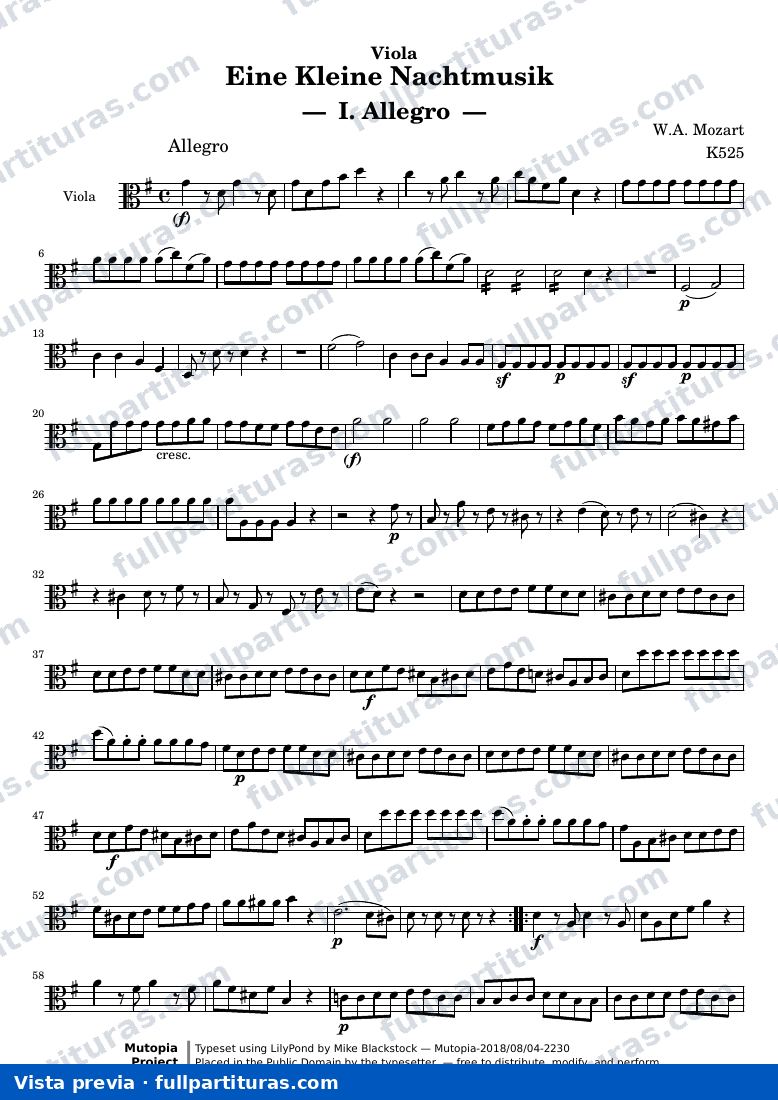 Eine Kleine Nachtmusik — MozartWA KV525 part viola — vista previa