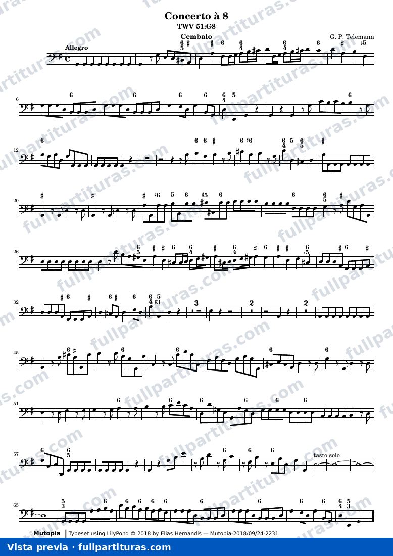 Concerto à 8 — Cembalo — visualização