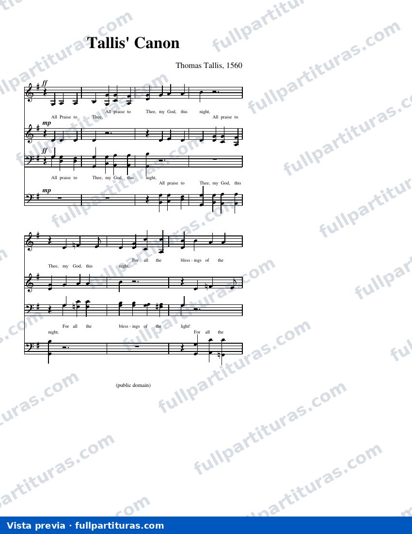Tallis' Canon (arreglo D) — visualização