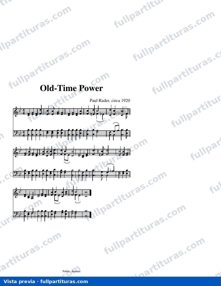 Form Time.pdf Paul Rader — Old-Time Power (Rader) | Free Sheet Music PDF