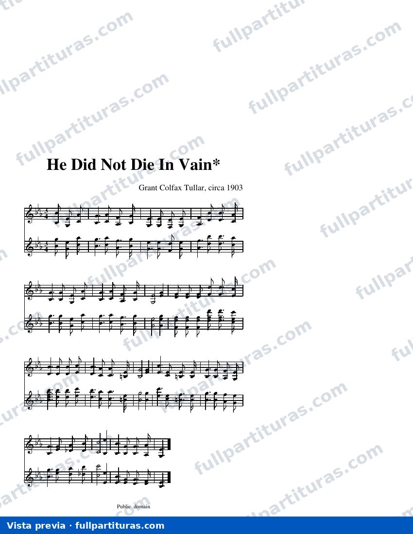 He Did Not Die In Vain* — visualização