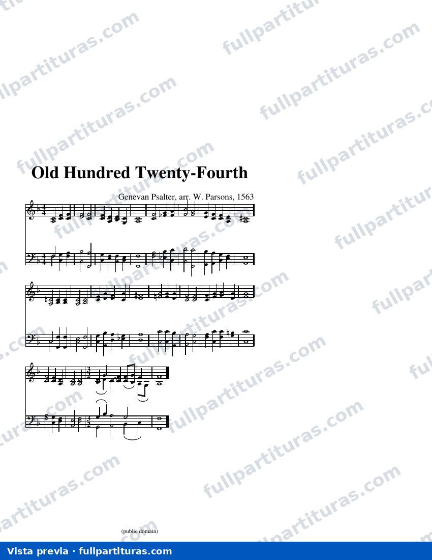 Old Hundred Twenty-Fourth (arreglo C) — vista previa