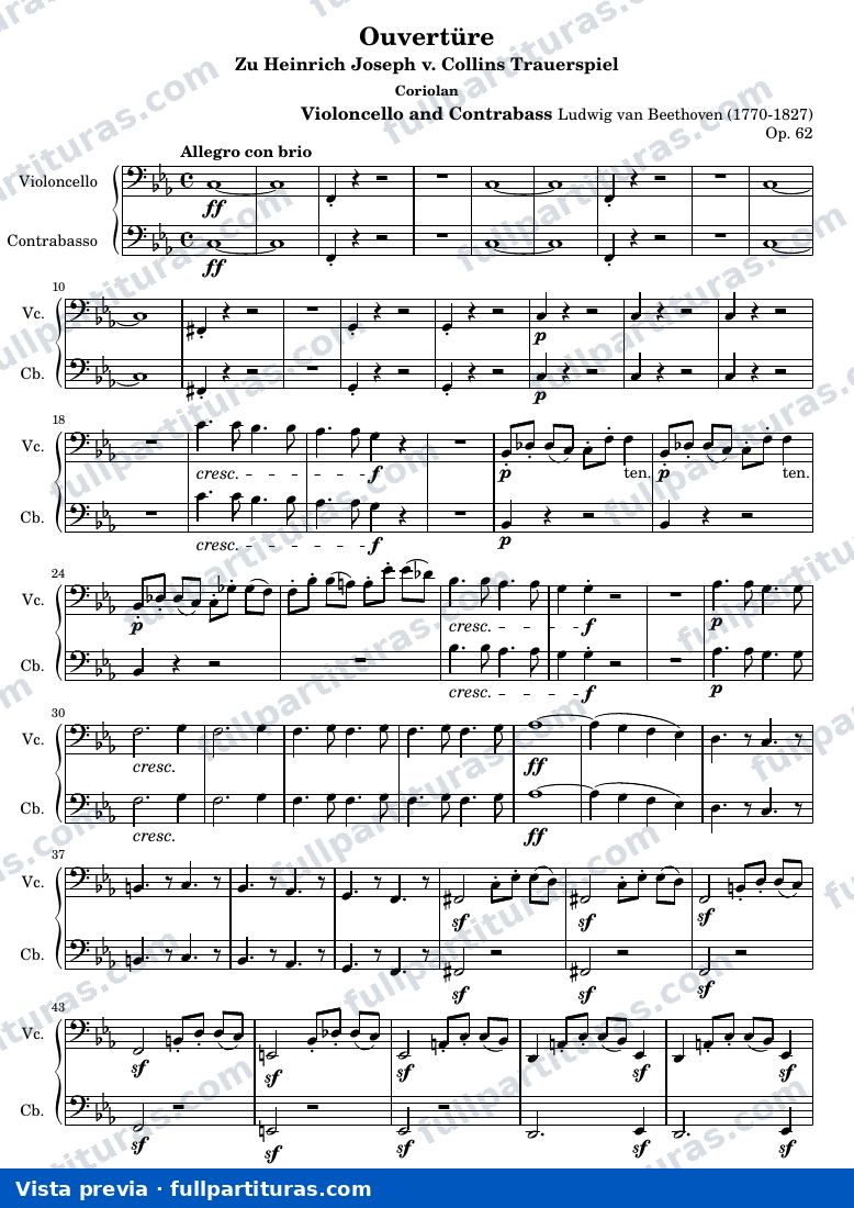 Ouverture Coriolan — Bassi part — visualização