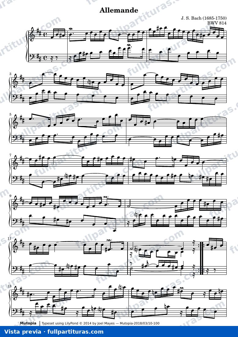 French Suite no. 3 in B minor — Bach french suite 3 allemande — anteprima