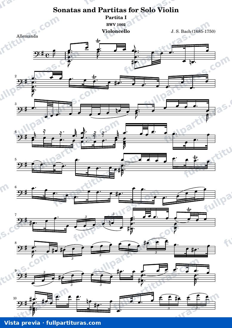 Partita I for Solo Violin — Cello — visualização