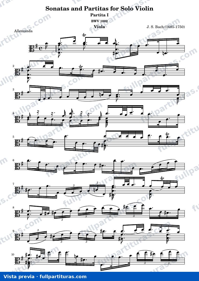 Partita I for Solo Violin — Viola — visualização