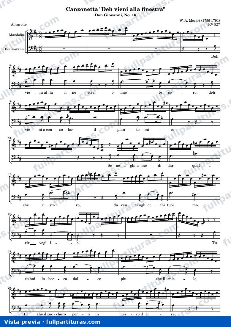 Canzonetta "Deh vieni alla finestra" from Don Giovanni — Canz — vista previa