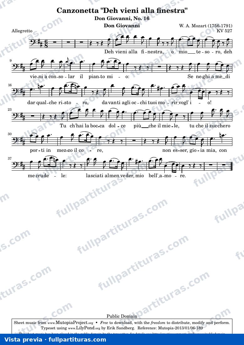 Canzonetta "Deh vieni alla finestra" from Don Giovanni — Giovanni — vista previa