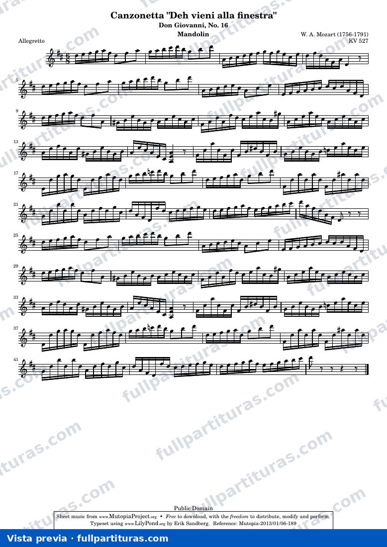 Canzonetta "Deh vieni alla finestra" from Don Giovanni — Mandolin — vista previa