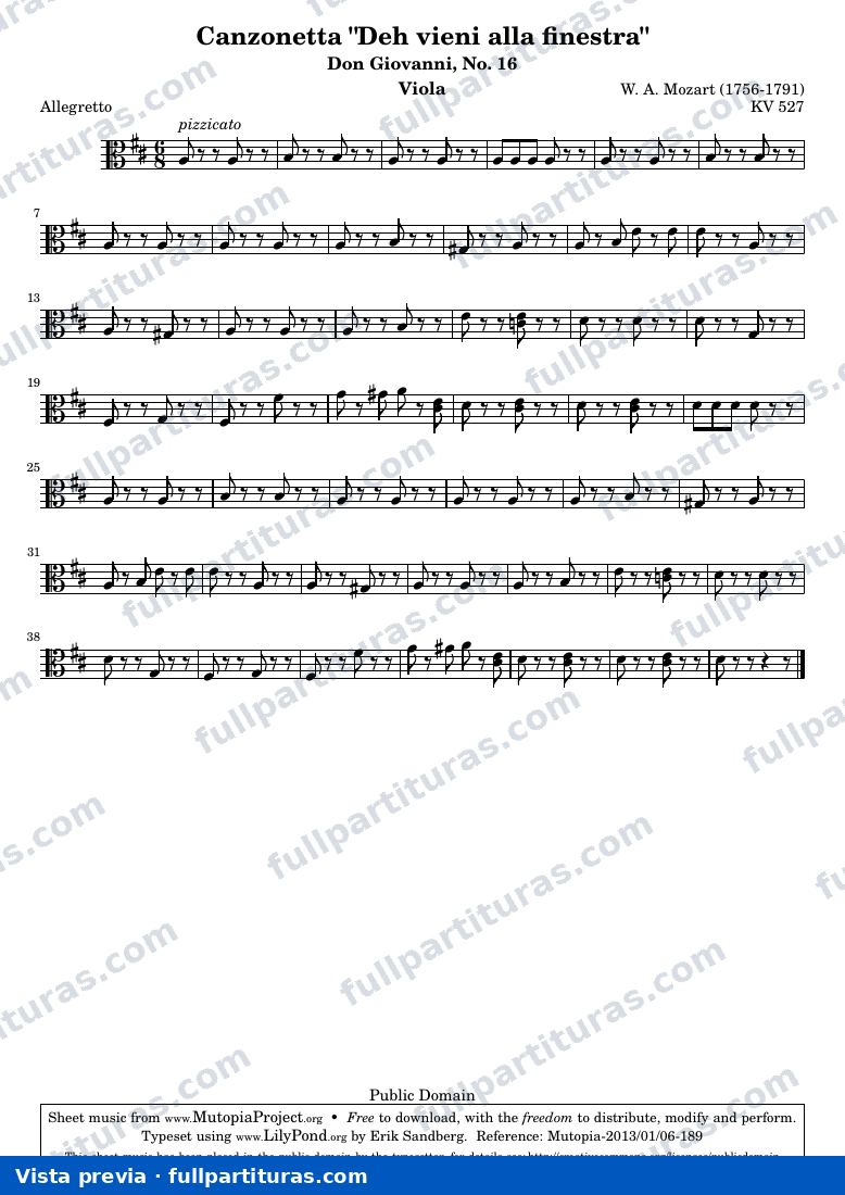 Canzonetta "Deh vieni alla finestra" from Don Giovanni — Viola — vista previa
