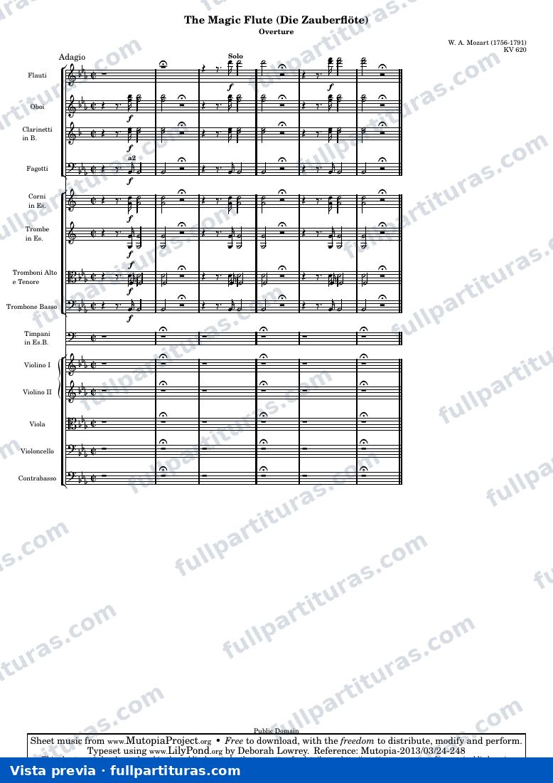 Die Zauberflöte (The Magic Flute) - Ouverture — AdagioIIscore — vista previa