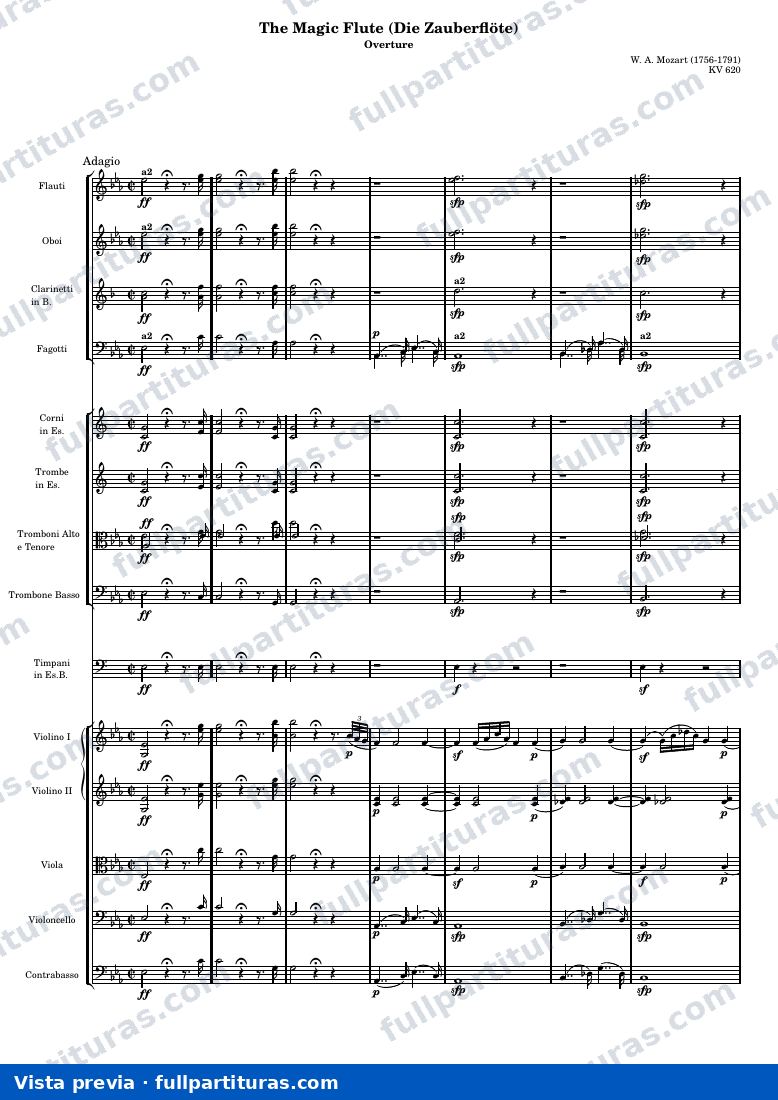 Die Zauberflöte (The Magic Flute) - Ouverture — AdagioIscore — vista previa