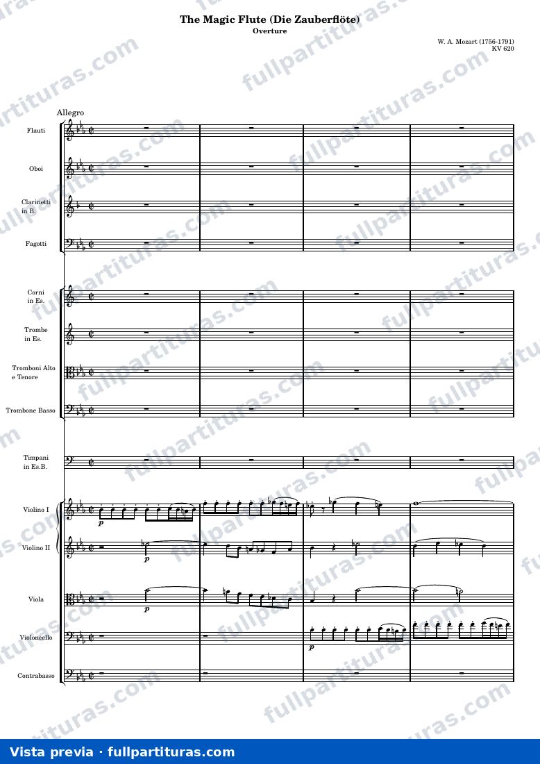 Die Zauberflöte (The Magic Flute) - Ouverture — AllegroIIscore — vista previa